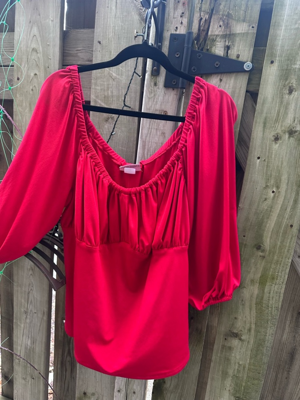 Vixen by Micheline Pitt Bright Red Vacation Blouse 4X